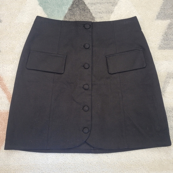 ALYA Black Cotton Blend Button Frint Mini Skirt Size M - Picture 1 of 4